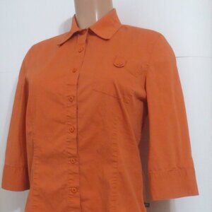 Harley-Davidson Cotton Top Shirt 3/4 Sleeve Orange M